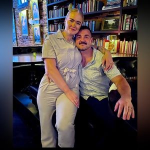 Blue ASTR tie-waist boiler suit